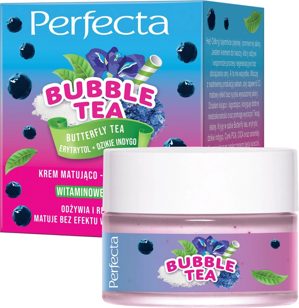 Krem për fytyrë për femra Perfecta Bubble Tea Mattifying and Regenerating Cream Butterfly Tea, 50ml