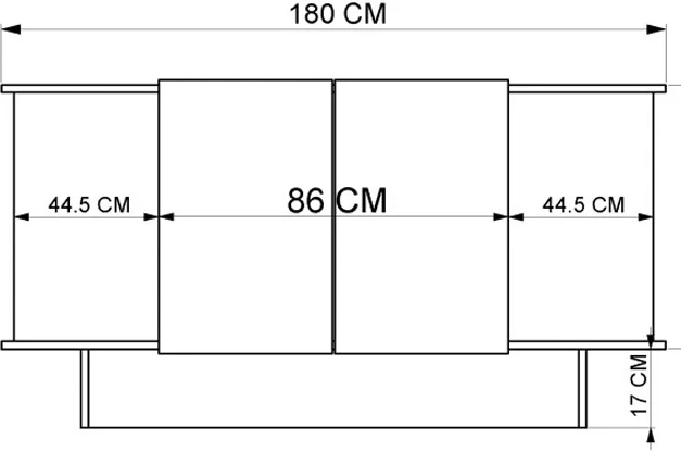 Bufe Aramos, ngjyrë antracit-lisi, 180x45x80cm
