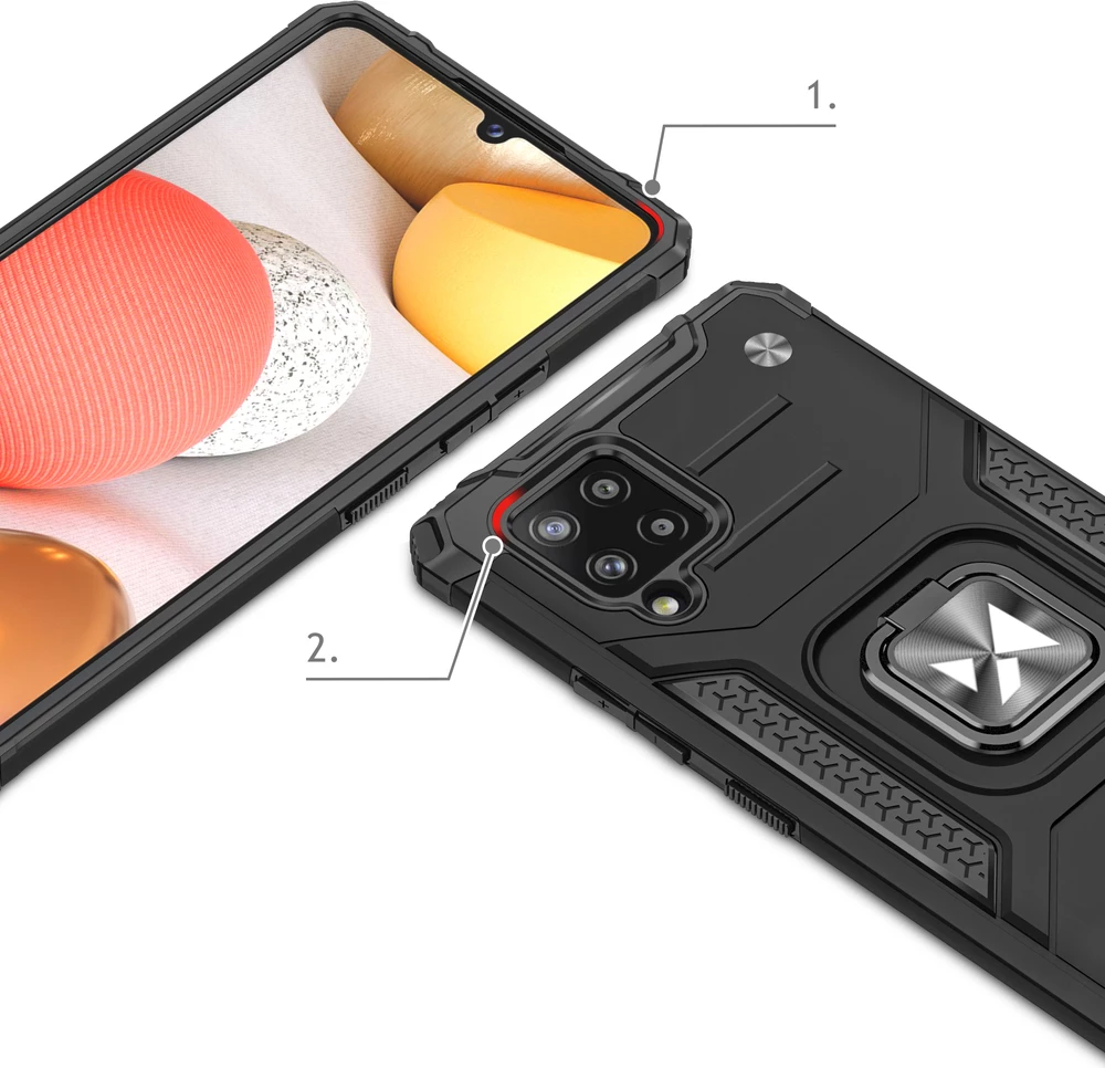 Mbështjellës Wozinsky Ring Armor me mbajtëse, për Samsung Galaxy A42 5G, Argjendtë