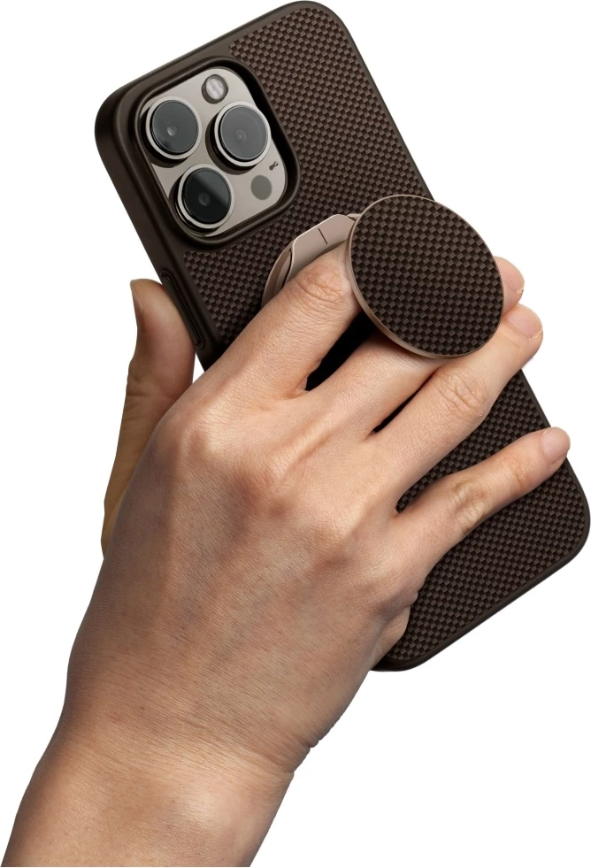 Mbështjellës UNIQ Keva Air Magclick Charging GripFit për iPhone 16 Pro Max, Kafe