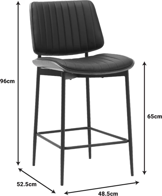 Karrige për bar Kathy, ngjyrë e zezë, dru arre, metal, 48.5x52.5x96cm