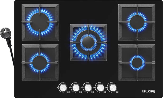 Sobë gazi IsEasy MGBG-775S2, 5 zona, xham, e zezë