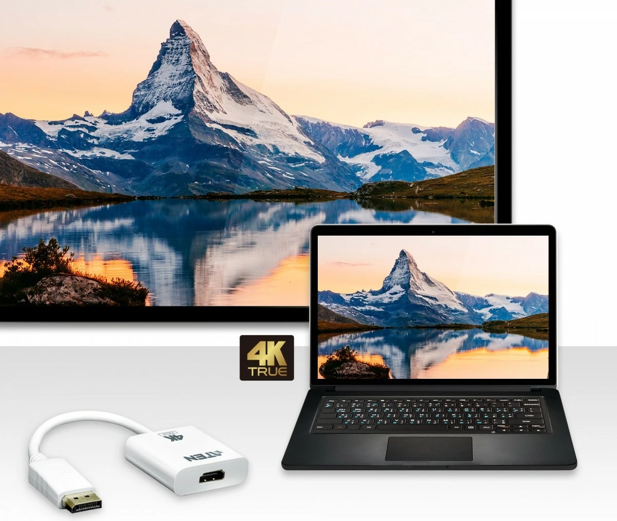Adapter DisplayPort në HDMI 4K ATEN VC986B, i bardhë