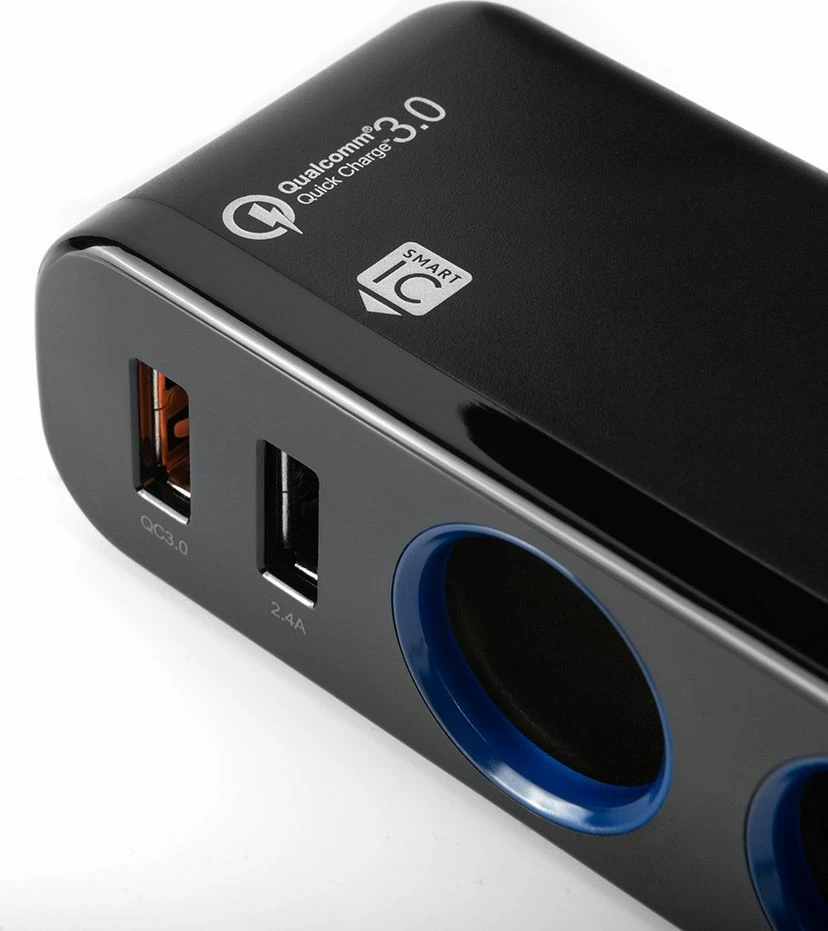 Karikues veture Modecom Royal MC-CG2U2Q (ZT-MC-CG2U2Q-11), 2x USB-A, Quick Charge, 12/24V, 2x prizë çakmaku, i zi