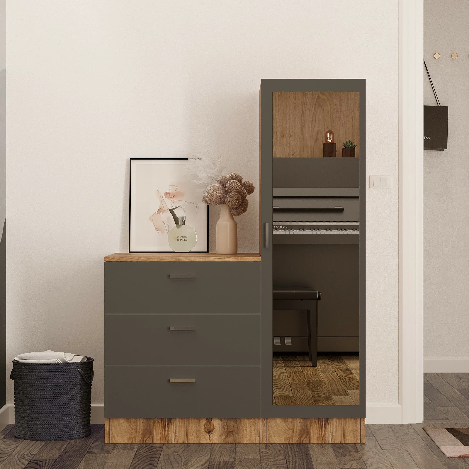 Dollap multifunksional Skye Decor, Cc6-Aa, ngjyrë pishë Atlantike dhe antracit