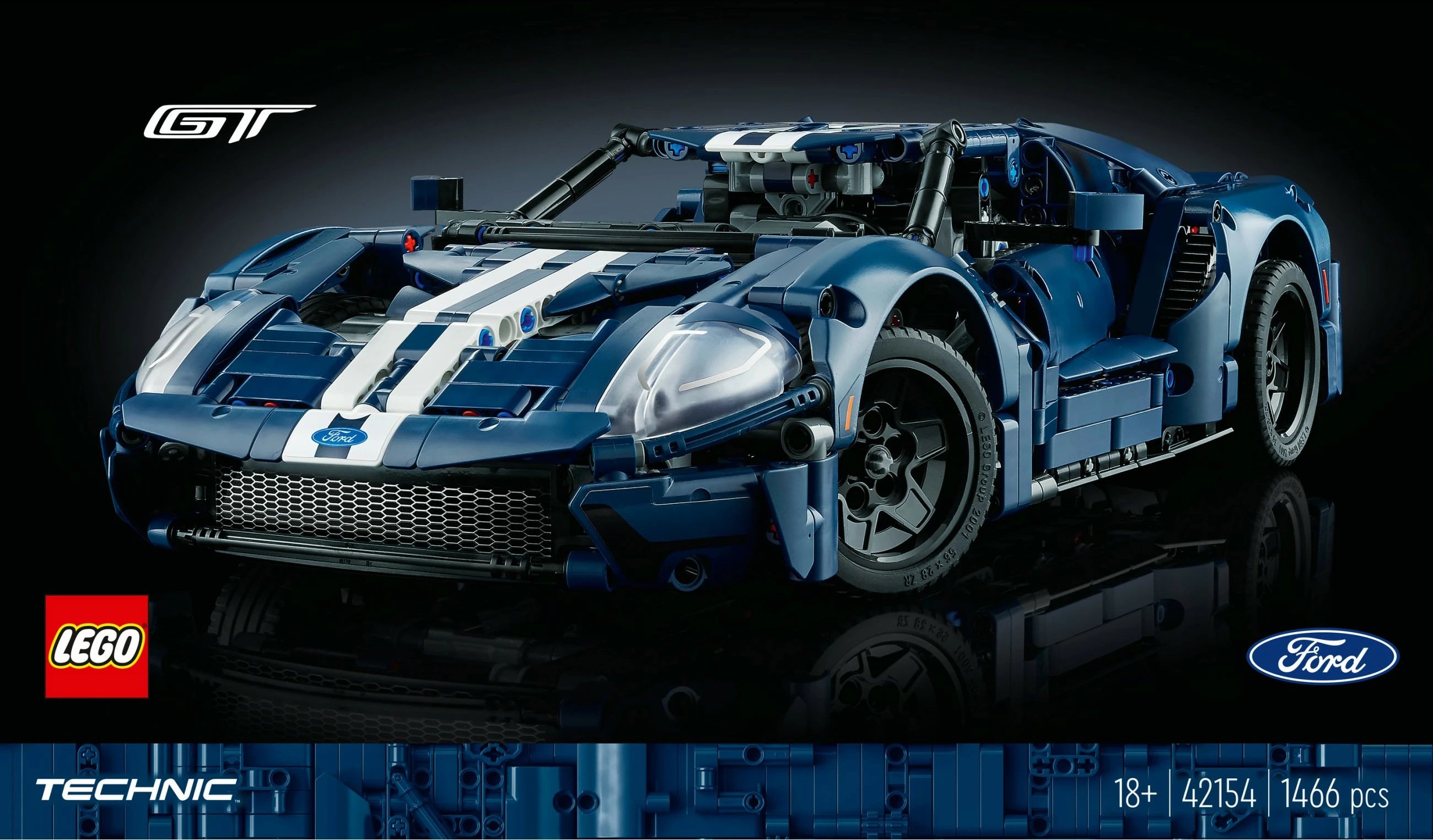 Set ndërtimi LEGO Technic 2022 Ford GT, 1468 pjesë, shumëngjyrësh