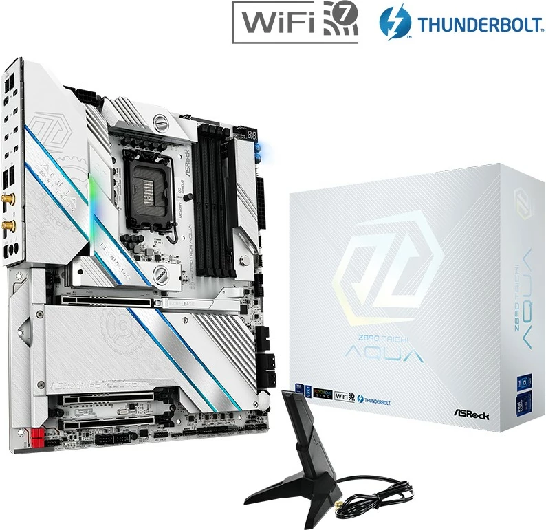 Pllakë amë ASRock Z890 Taichi AQUA, Intel, LGA 1851, DDR5-SDRAM, 256 GB, e bardhë