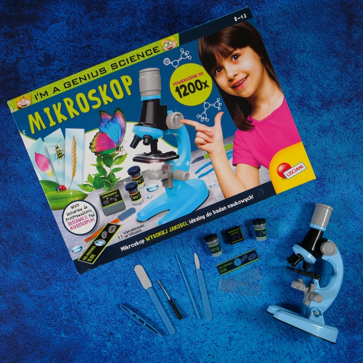 Mikroskop Lisciani I’m a Genius, set edukativ, plastikë, zmadhim deri 1200x, për fëmijë