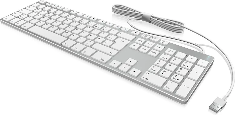 Tastierë wireless KeySonic KSK-8022BT, full-size, Bluetooth, QWERTZ, alumini, argjendtë