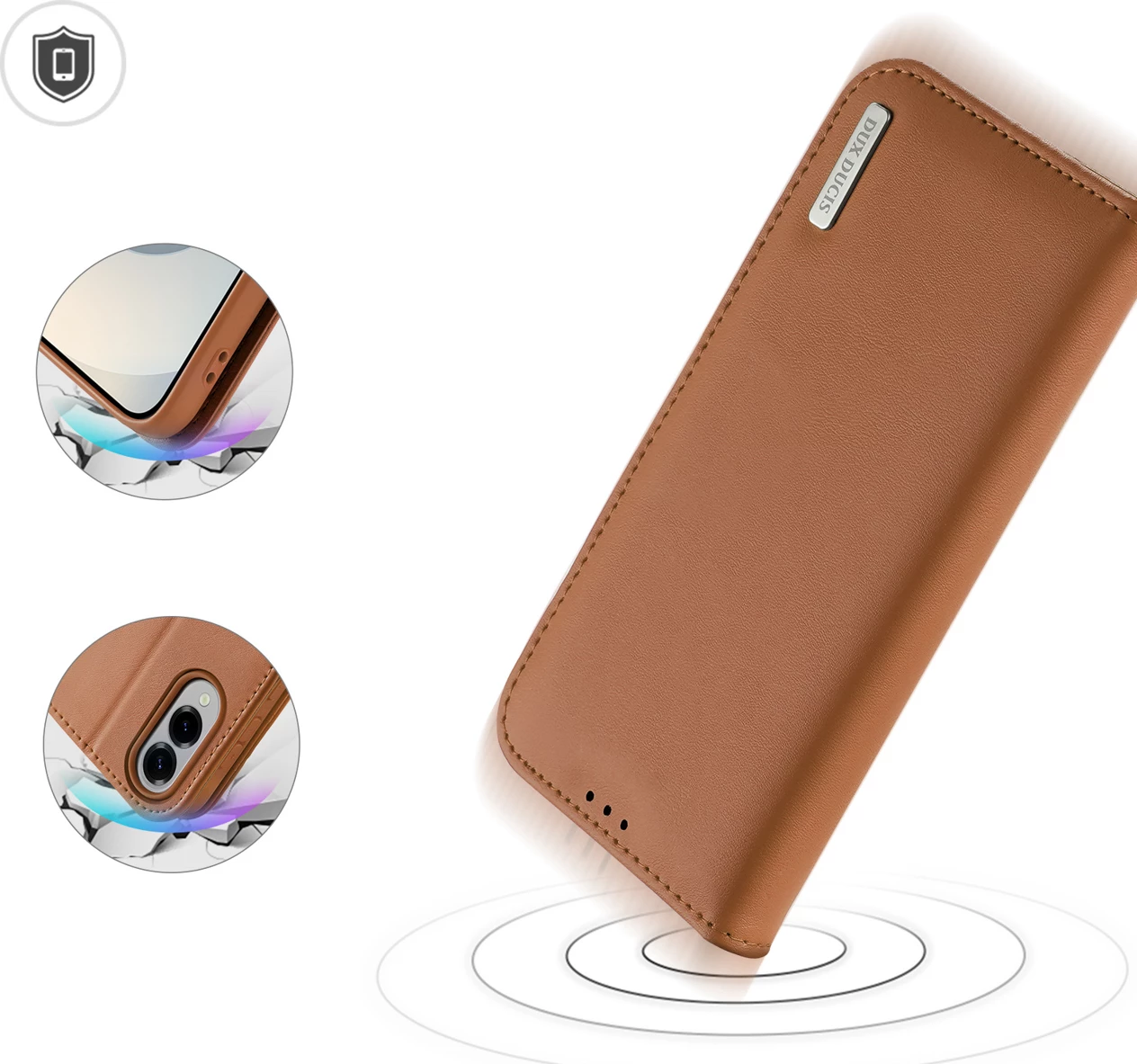 Mbështjellës Dux Ducis Hivo për Samsung Galaxy S25 Edge, me kapak, mbrojtje RFID, kafe