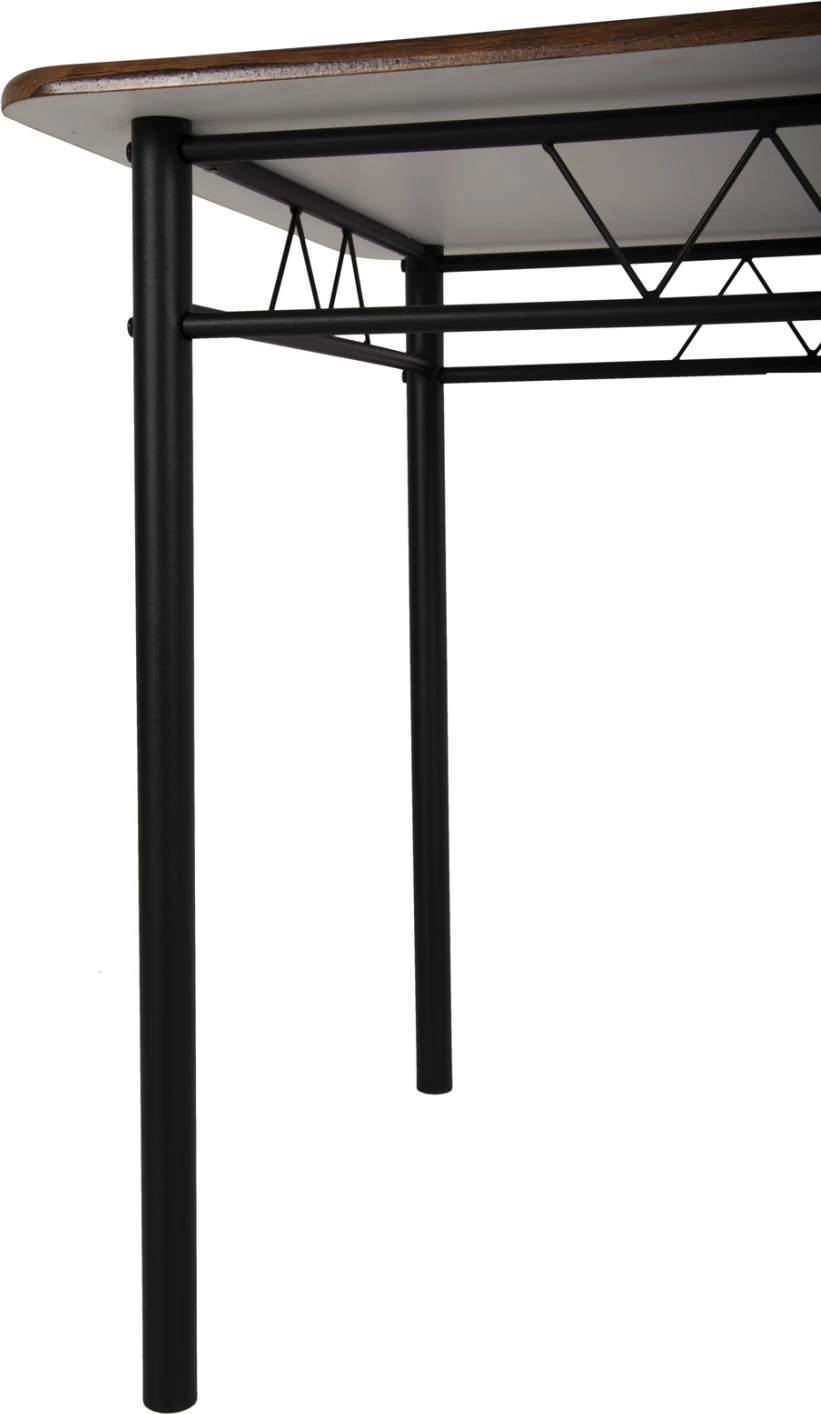 Tavolinë me karrige, 5 copë, PEARY FH9416.11, metal i zi-MDF, ngjyrë arre, 110x60x74 cm