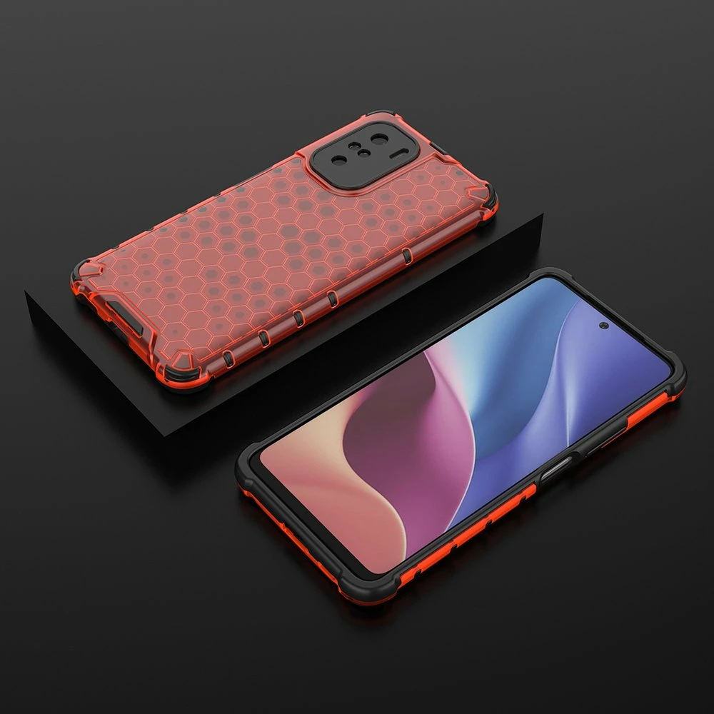 Mbështjellës Hurtel Honeycomb për Xiaomi Redmi K40 Pro+, K40 Pro, K40, Poco F3, Kuq