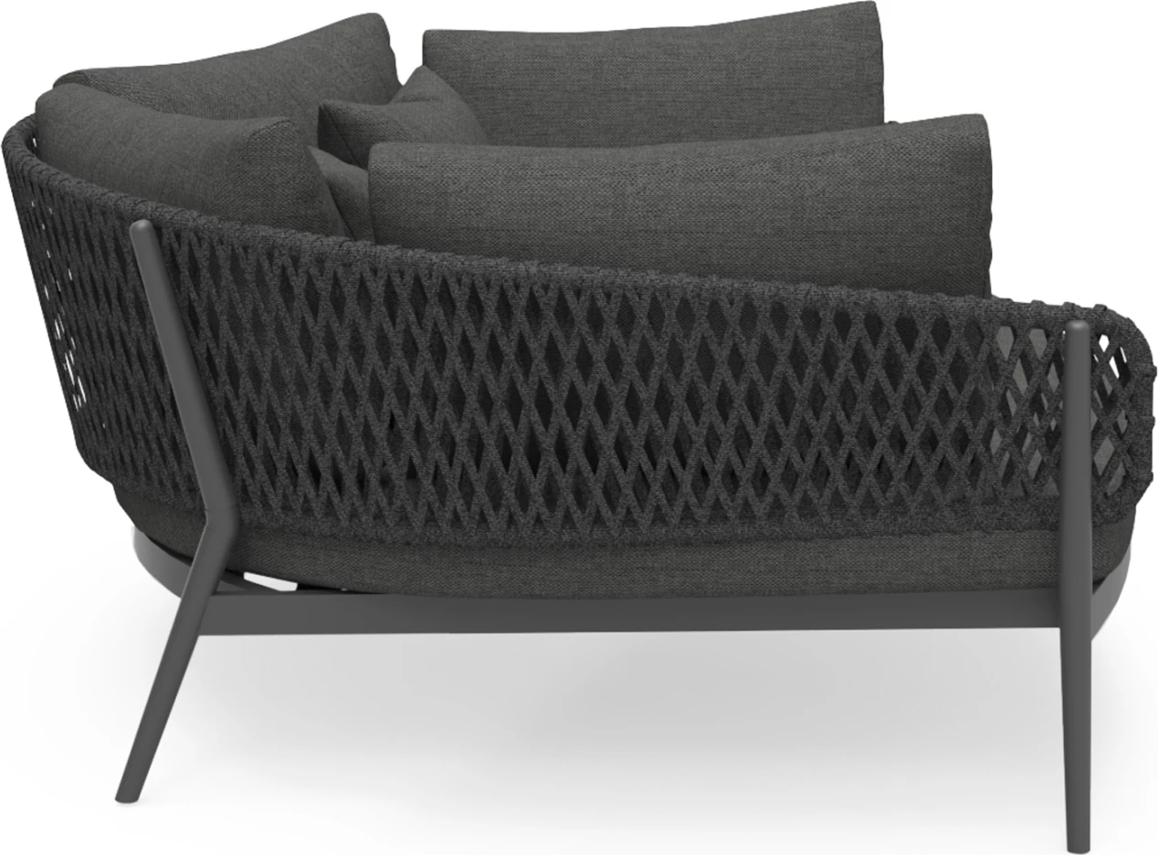 Daybed 2-vendësh CAMELLIA, alumin i zi, litar poliestër, jastëkë OLEFIN, 164x144x70cm