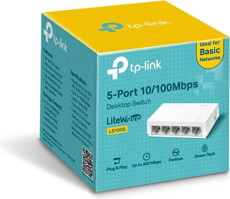Switch rrjeti TP-LINK LS1005 5-port 10/100 Mbps, i bardhë