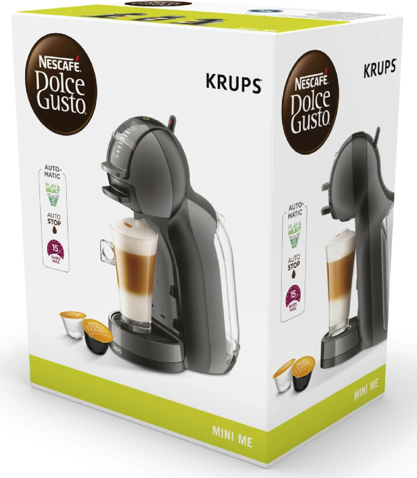 Makinë kafeje me kapsula Krups Dolce Gusto Mini Me KP123810, 15 bar, e zezë/antracit