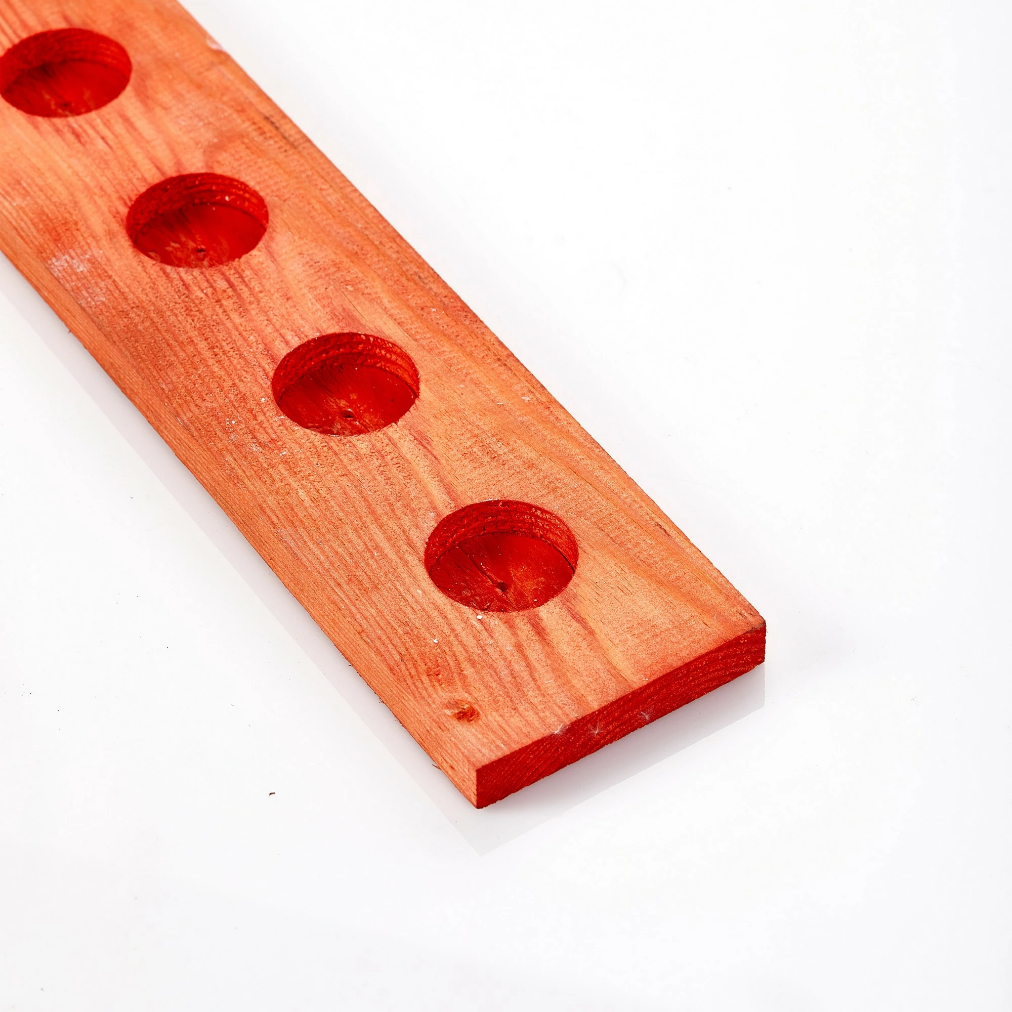 Mbajtës qirinjsh tealight prej druri, ngjyrë e kuqe, Aberto Design, 35x9cm