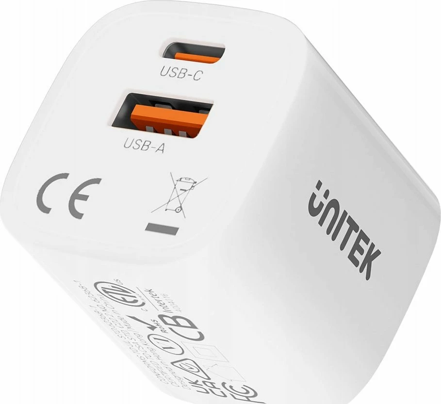 Karikues Unitek P1125AWH01-EU 33W, 1x USB-C + 1x USB-A, PD 3.0 / QC 3.0, GaN II, i bardhë
