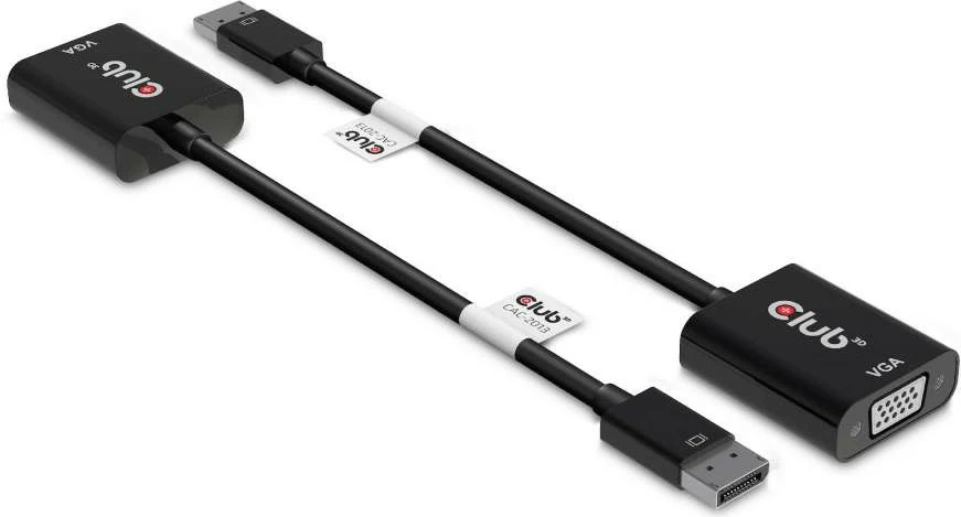 Adapter DisplayPort në VGA Club3D, aktiv, i zi