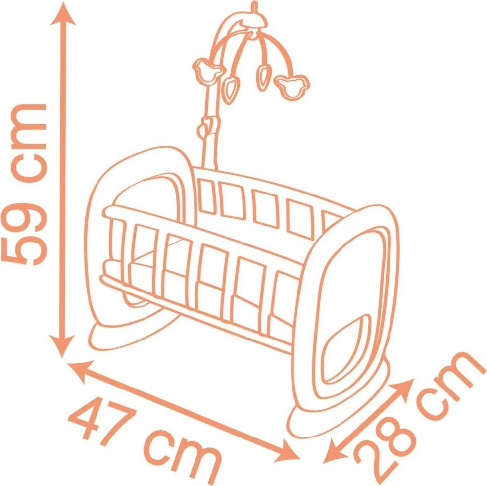 Djep lodër për kukulla Smoby Baby Nurse, plastikë, rozë/bardhë