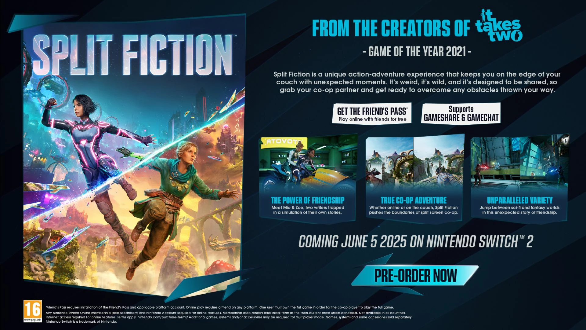 Lojë Electronic Arts Split Fiction 2 për Nintendo Switch 2, CIAB (kod shkarkimi), PEGI 16
