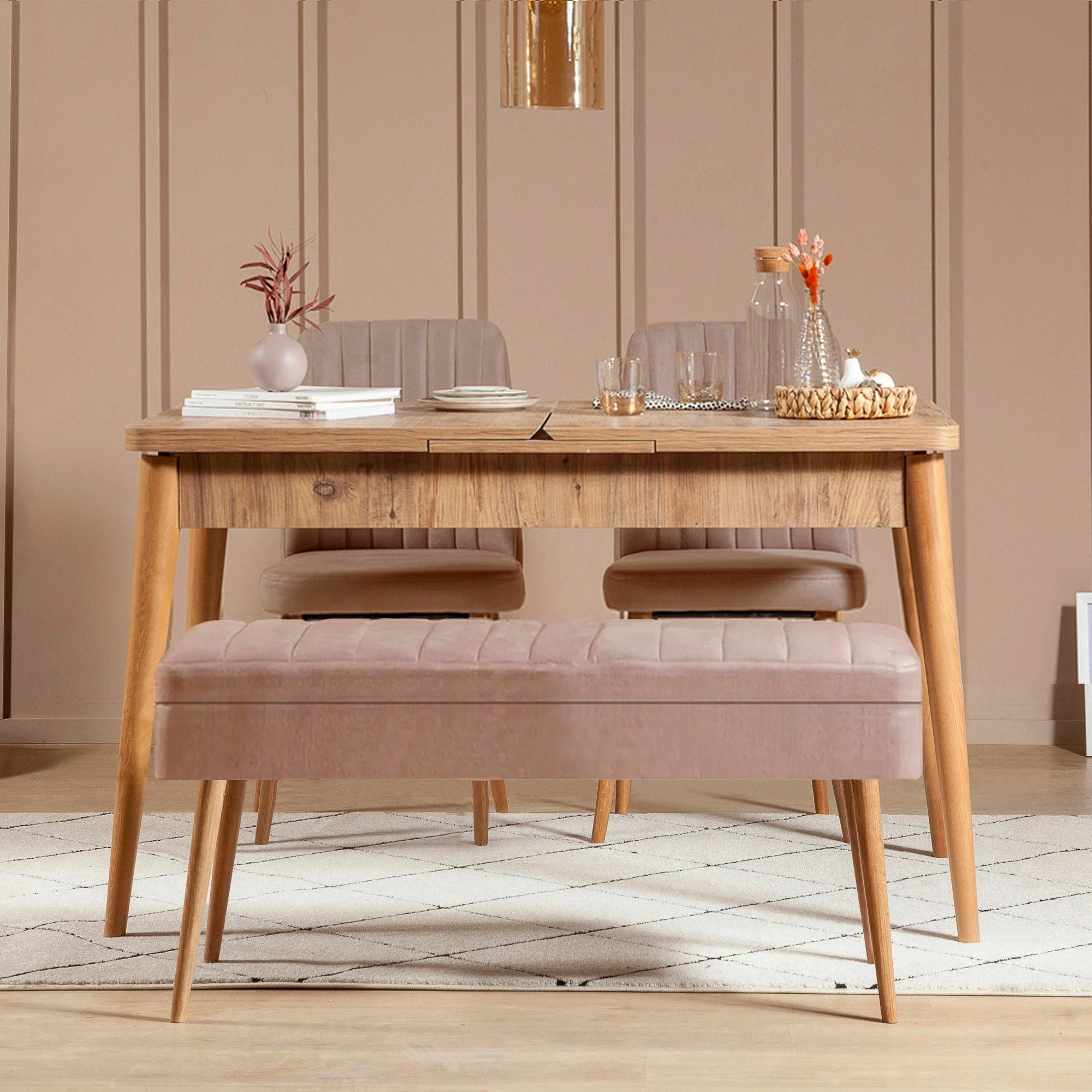 Set tavolinë me karrige për ngrënie, zgjatues, 4 pjesë, Skye Decor, Vina 0900 - 3, ngjyrë Atlantic, Stone