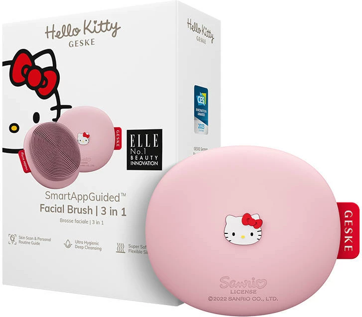 Brushë pastrimi fytyre Geske 3-në-1 me aplikacion, Hello Kitty, rozë