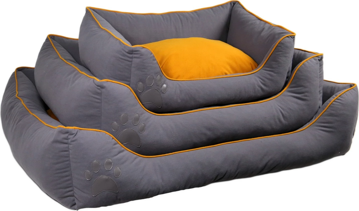 Shtrat për qen e mace, Paws & Whiskers, ngjyrë gri dhe mustard, madhësia L