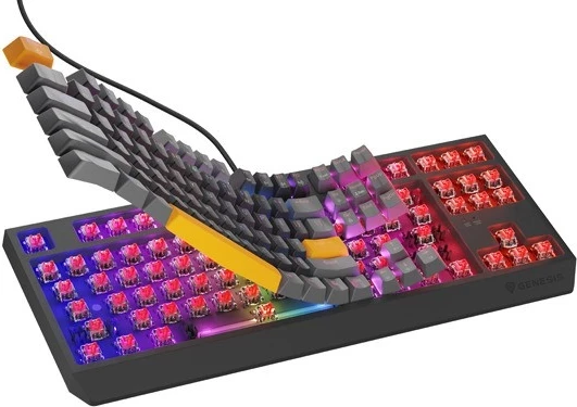 Tastierë mekanike Genesis Thor 230, TKL, RGB pozitiv Outemu Red, ngjyrë gri