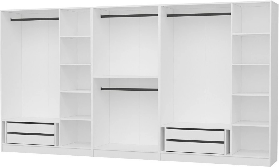Dollap rrobash Skye Decor, i bardhë, 360x210x52cm, 8 pjesë