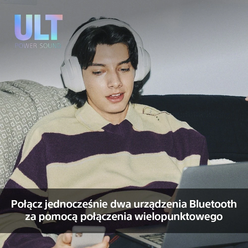 Kufje Sony ULT Wear, me anulim zhurme aktive, gri