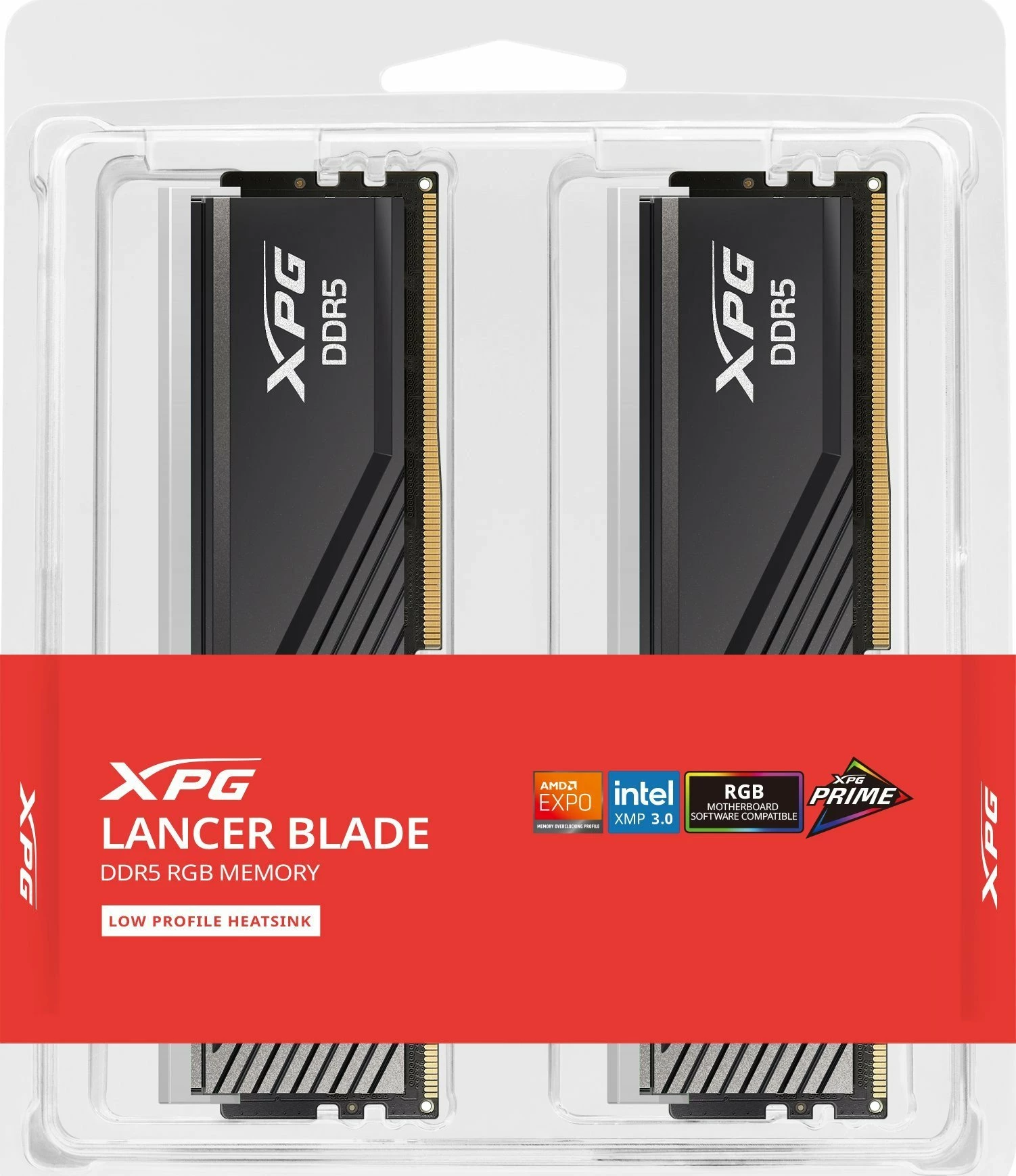 RAM memorje ADATA XPG Lancer Blade RGB DDR5 32GB 6000MHz CL36 (AX5U6000C3616G-DTLABRBK), e zezë, set 2x16GB