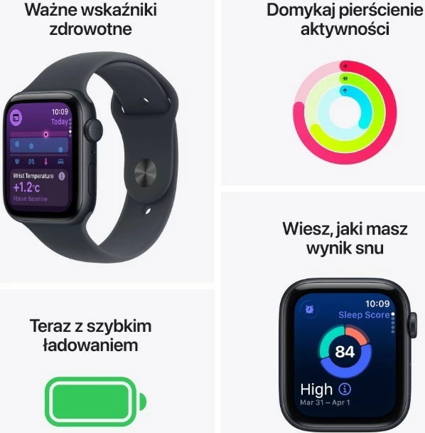 Smartwatch Apple Watch SE 3 GPS+Cellular, 44 mm, Alumini Midnight, Rrip Sport Midnight M/L