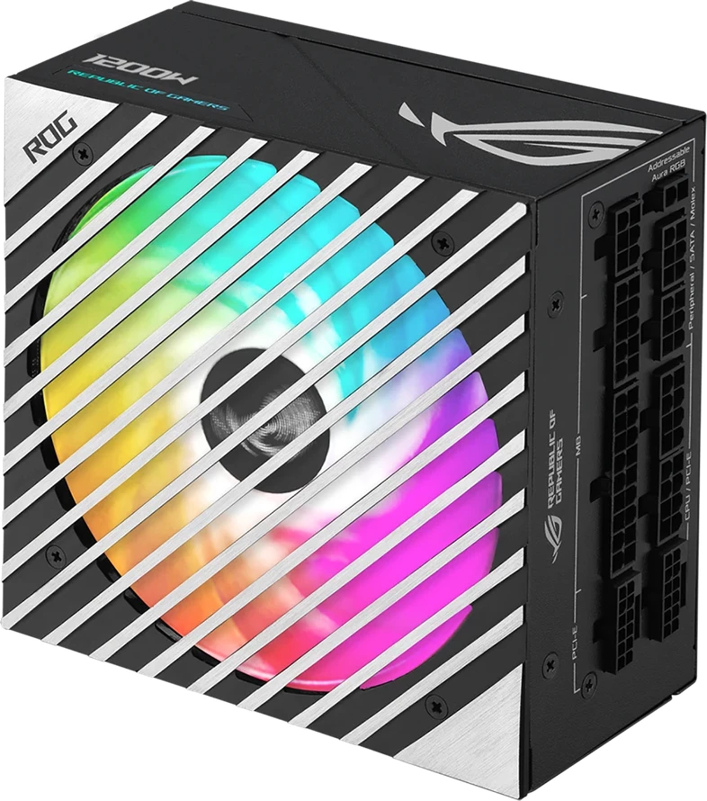 Furnizues energjie (PSU) ASUS ROG Loki SFX-L 1200W, 80 Plus Titanium, plotësisht modular, ATX 3.1, PCIe 5.0 (12VHPWR), ARGB, zi/bardhë
