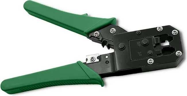 Vegël krimpimi modulare Qoltec 54381 për prerje dhe krimpim kabllosh Ethernet 8P 6P, e gjelbër