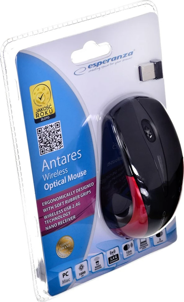 Maus wireless Esperanza EM101R, Optik 1000 DPI, i zi