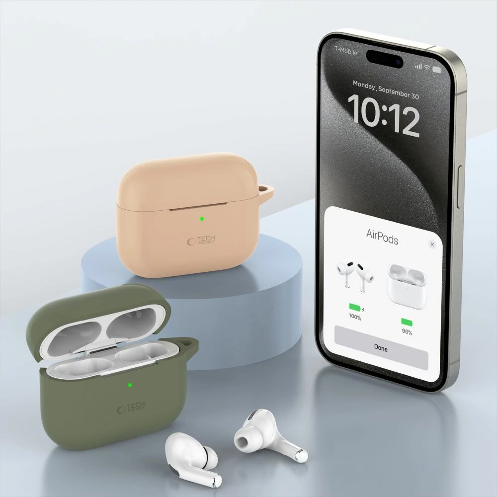 Mbështjellës Tech-Protect për AirPods Pro/Pro 2, silikon, kaltër, me karabiner