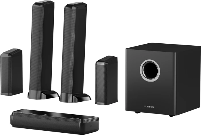 Soundbar Ultimea Apollo S90 9.1 Dolby Atmos RGB, set me subwoofer 6.5\" dhe altoparlantë rrethues, e zezë