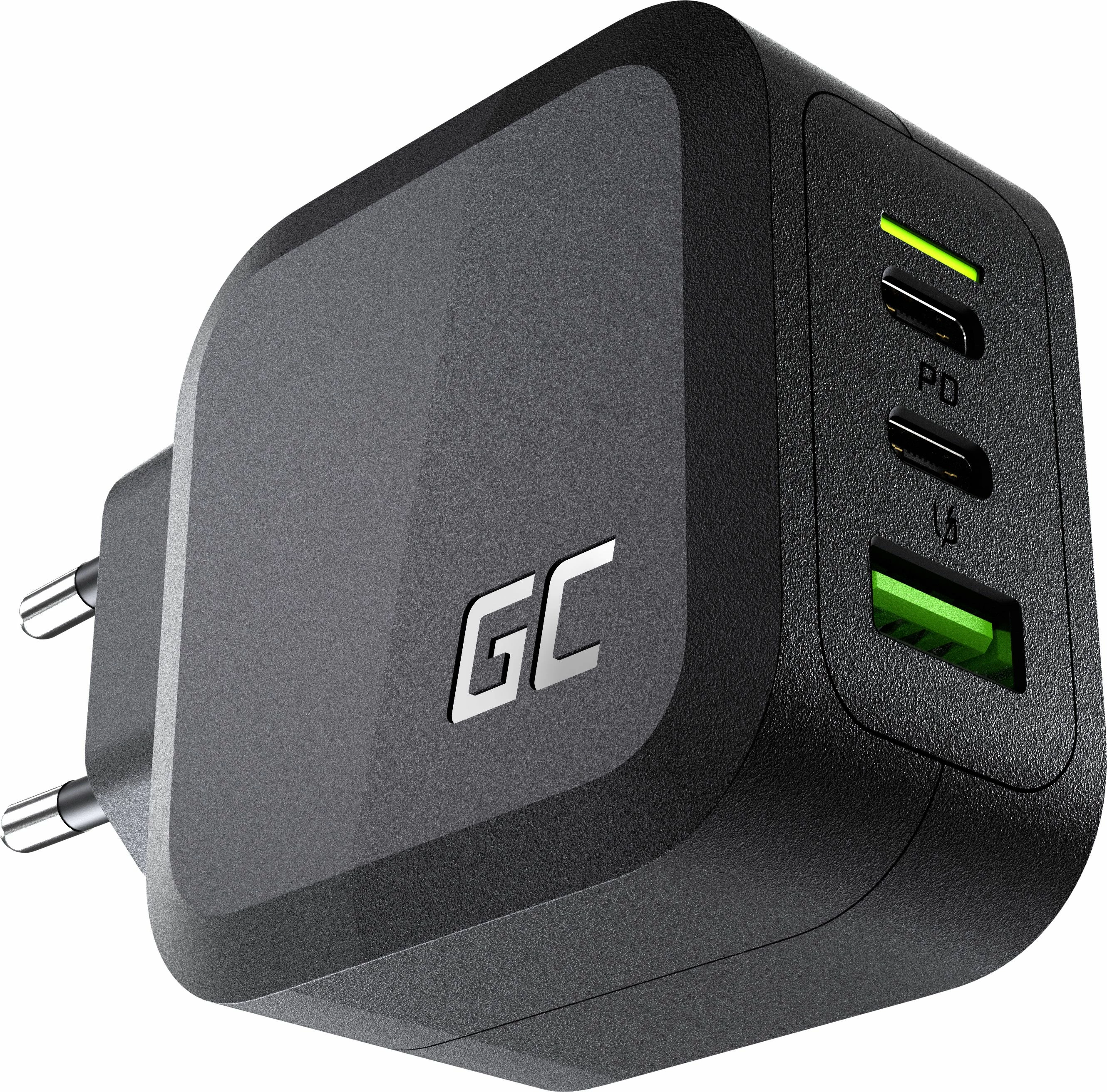 Karikues rrjeti Green Cell PowerGaN 65 W, 2x USB-C + 1x USB-A, 3.25 A, i zi