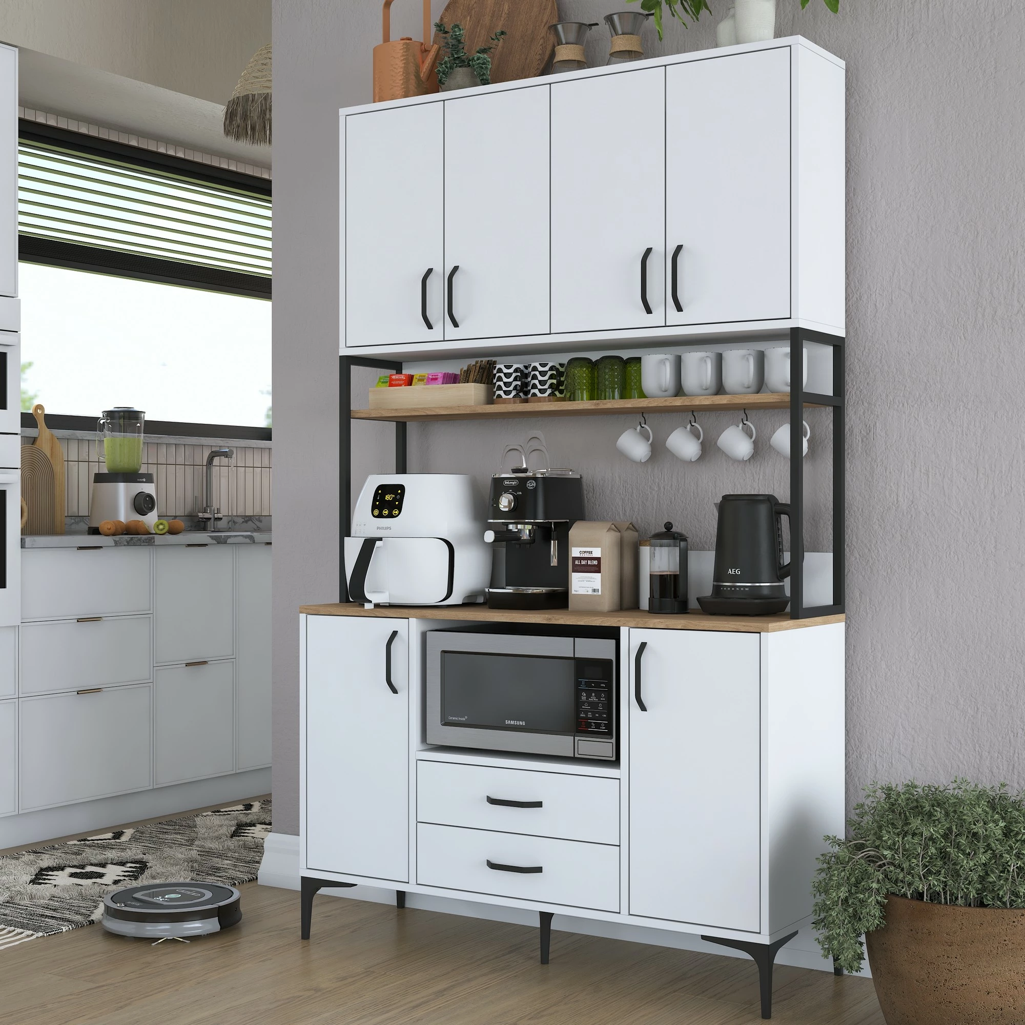 Dollap multifunksional Skye Decor, ngjyrë arre dhe e bardhë, JE169 - 3400