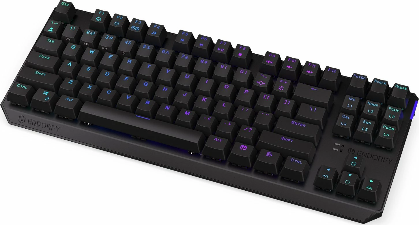 Tastierë mekanike gaming Endorfy Thock TKL Wireless EY5A081, Kailh Box Black, RGB, Bluetooth/2.4GHz/USB, US layout, e zezë