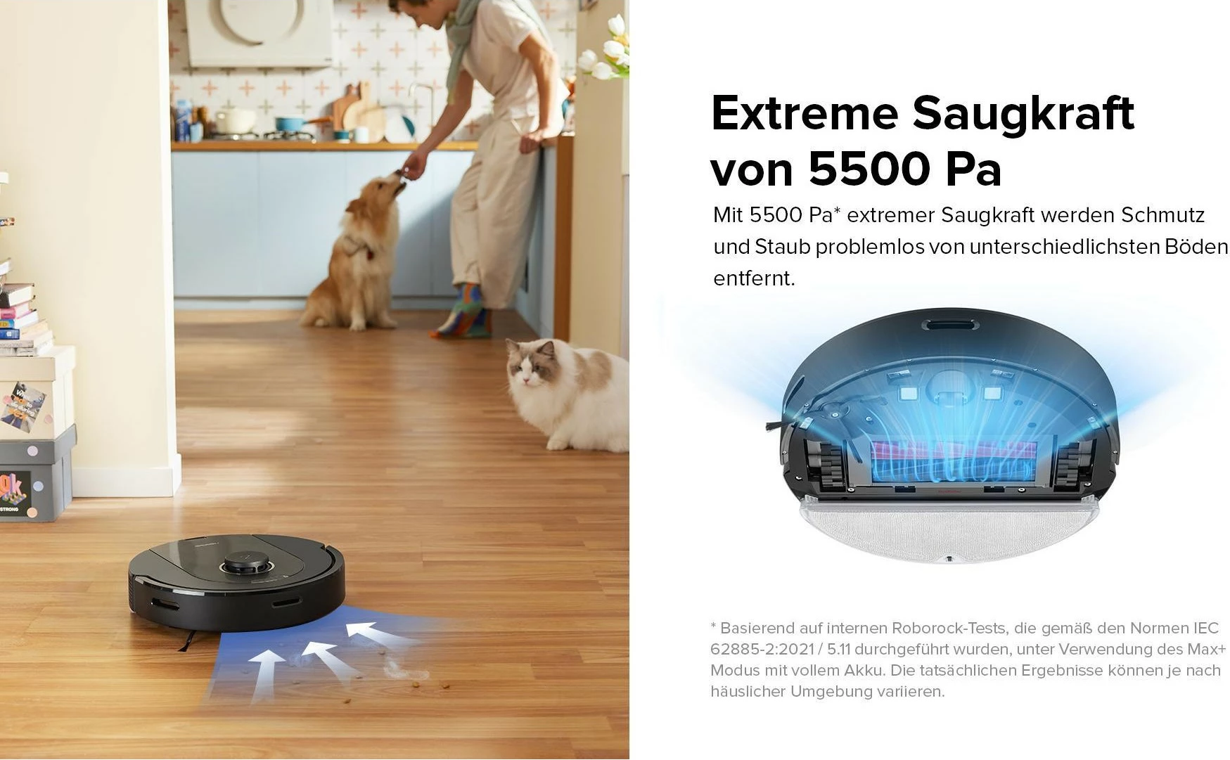 Robot fshesë Roborock Q5 Pro+, DuoRoller, 5500 Pa, 0.77L, 2.5L, e zezë