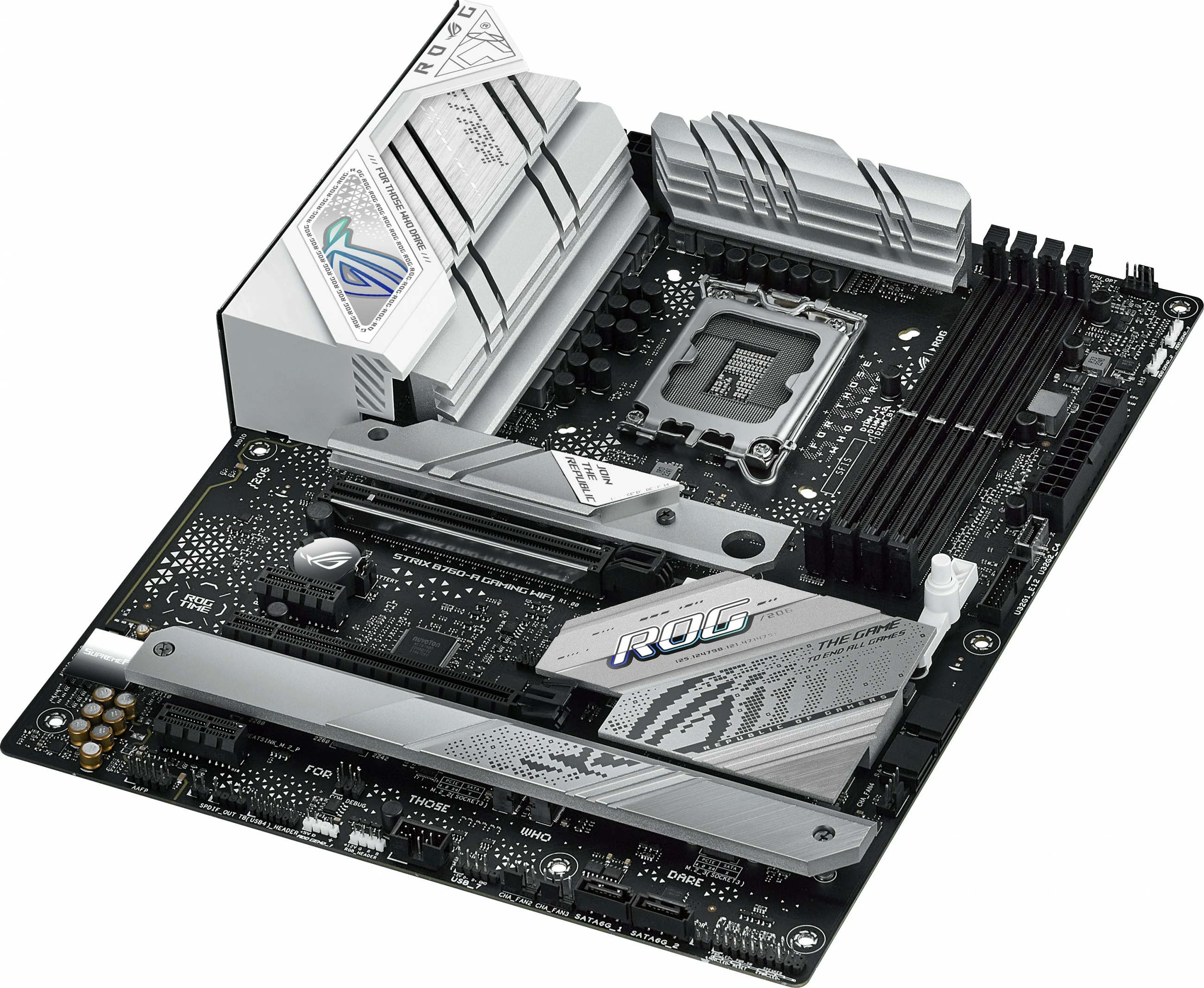 Pllakë amë ASUS ROG STRIX B760-A GAMING WIFI, Intel LGA 1700, DDR5, ATX, Wi-Fi, bardhë/argjend