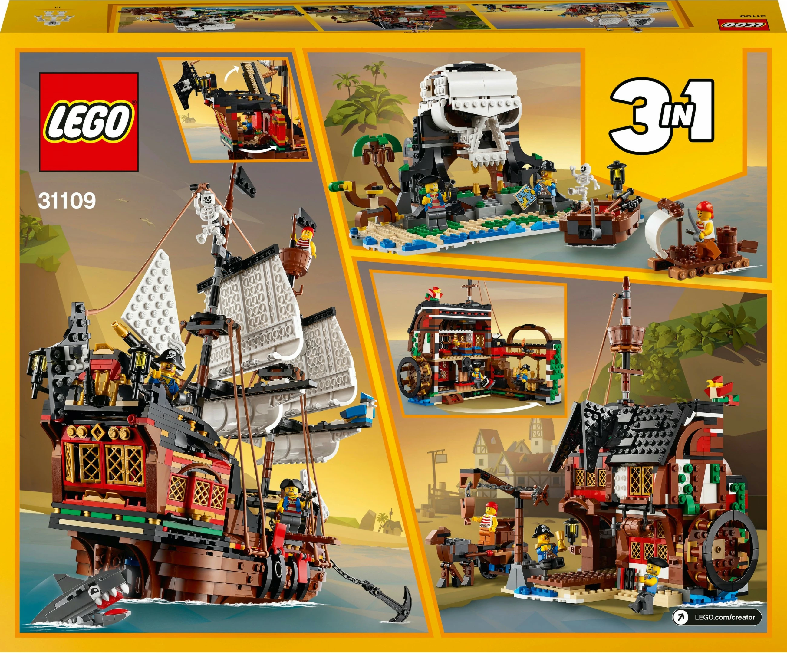 Set ndërtimi LEGO Creator Pirate Ship, 1264 pjesë, plastikë, shumëngjyrëshe