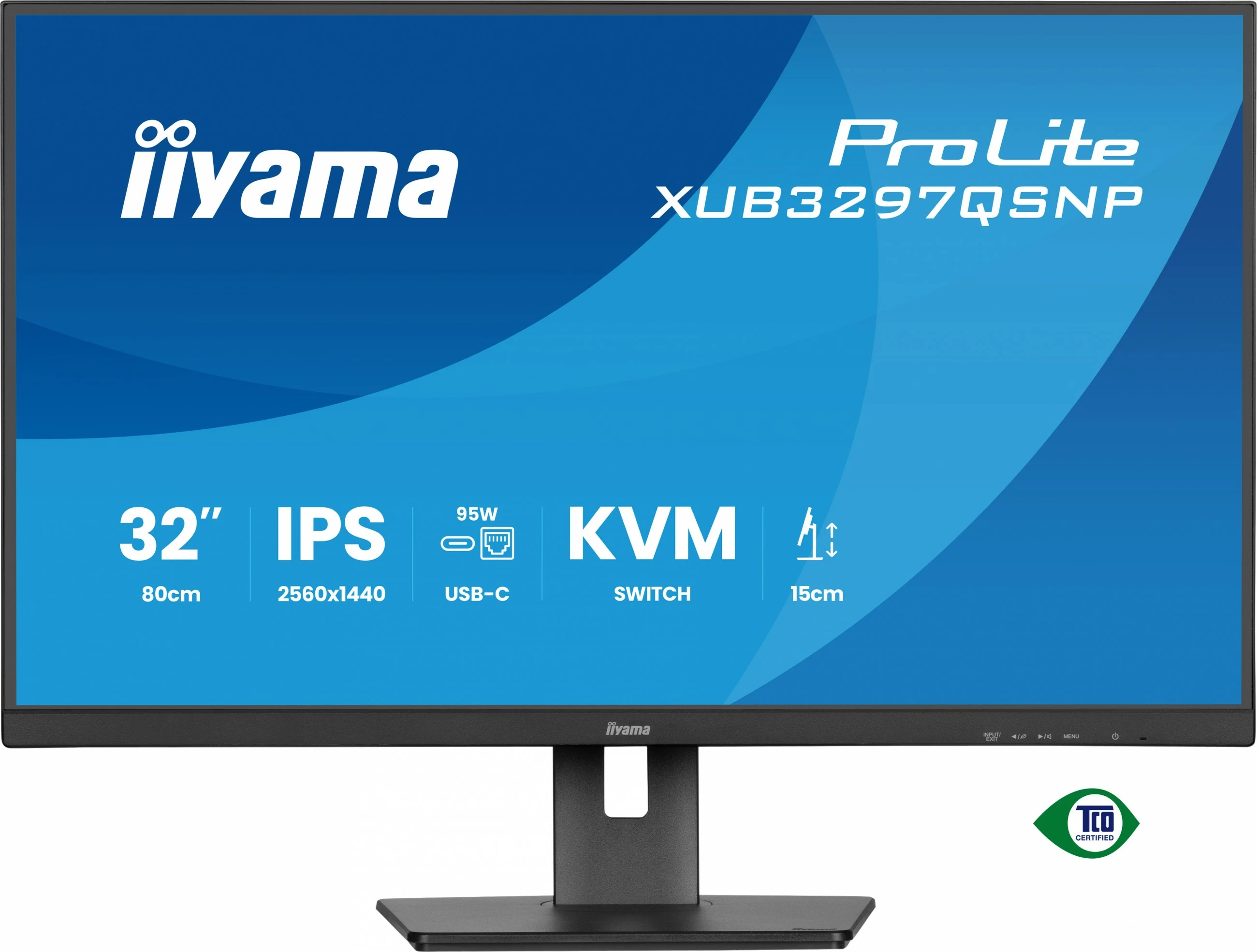 Monitor iiyama XUB3297QSNP-B1, 32 inç, IPS, 2560x1440, USB-C, KVM, i zi