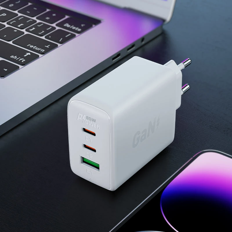 Karikues i shpejtë murit Acefast A41, 65W, 2x USB-C / USB-A, i zi