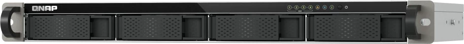 NAS QNAP TS-433eU, 4 slote, 4 GB RAM, Rack 1U, Pa disqe, Dy porta 2.5GbE, Zi