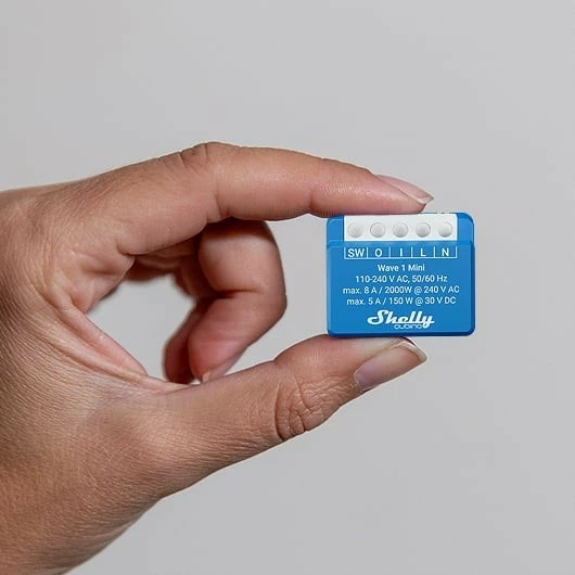 Smart switch Shelly Qubino Wave 1 Mini, Wireless, 25 dBmW, 868.4 MHz, Plastikë, Mat