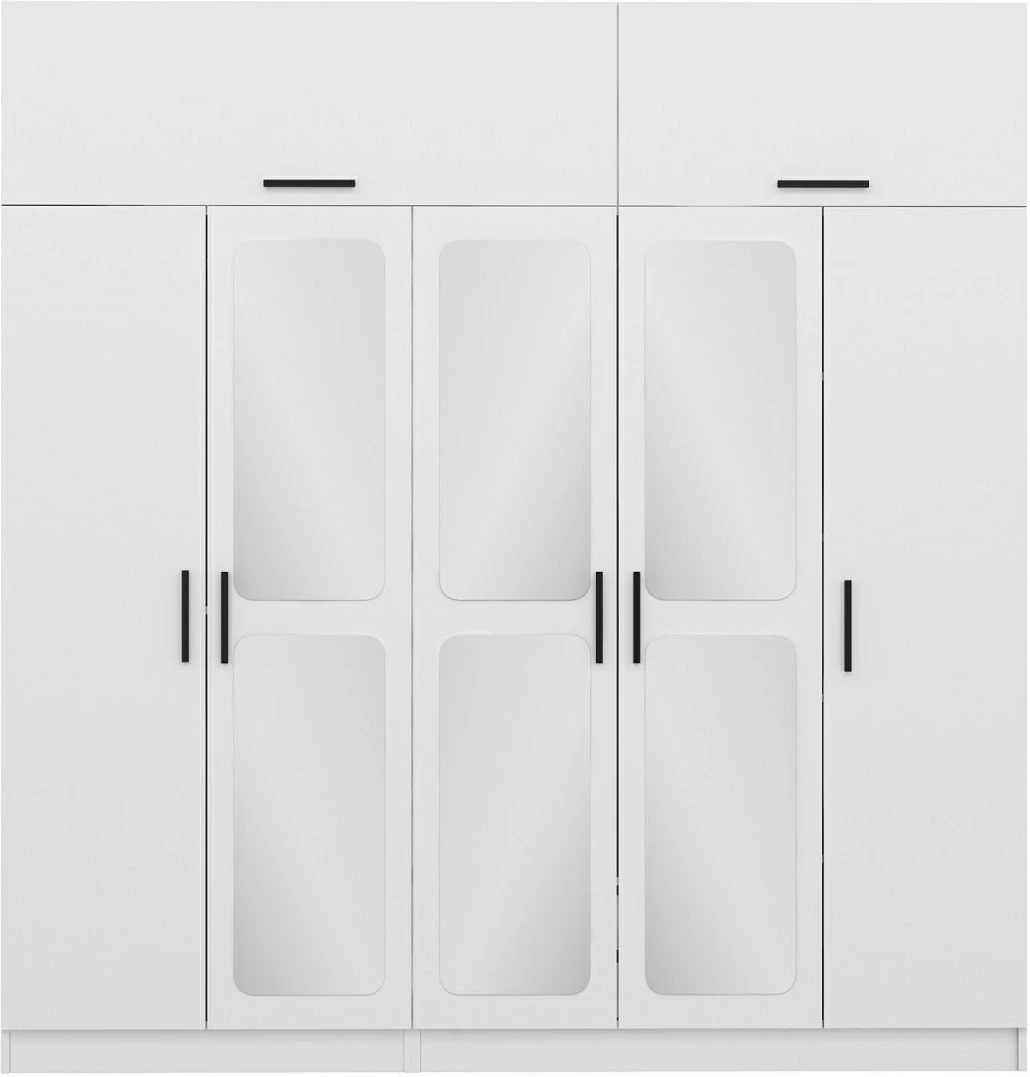 Dollap për dhomë gjumi, ngjyrë e bardhë, Skye Decor, 225x255x52 cm, 9 pjesë