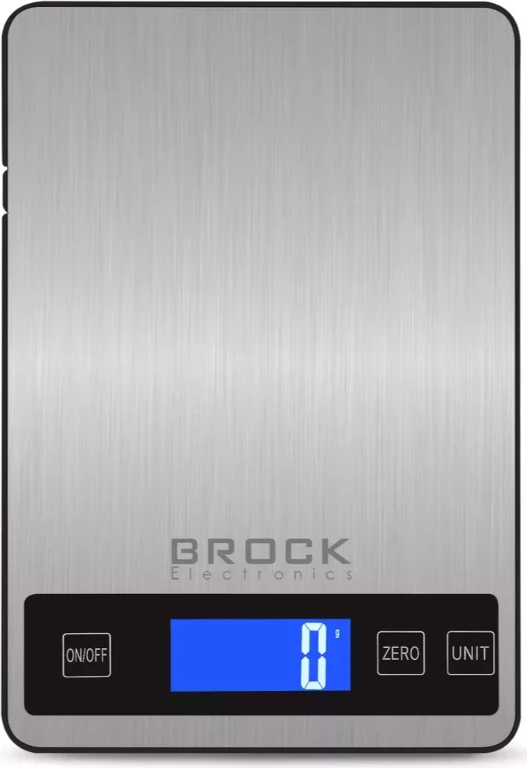 Peshore digjitale kuzhine Brock SKS 1008, 5 kg/1 g, ekran LCD me ndriçim, inox/zezë