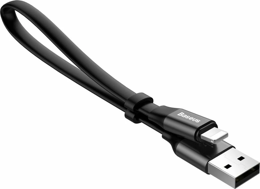 Kabllo USB-A në Lightning Baseus Nimble Flat 0.23 m, ngjyrë e zezë
